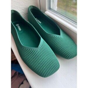 VIVAIA Margot 2.0 Square Tow V-Cut Knit Ballet Flat Shoes Size 39